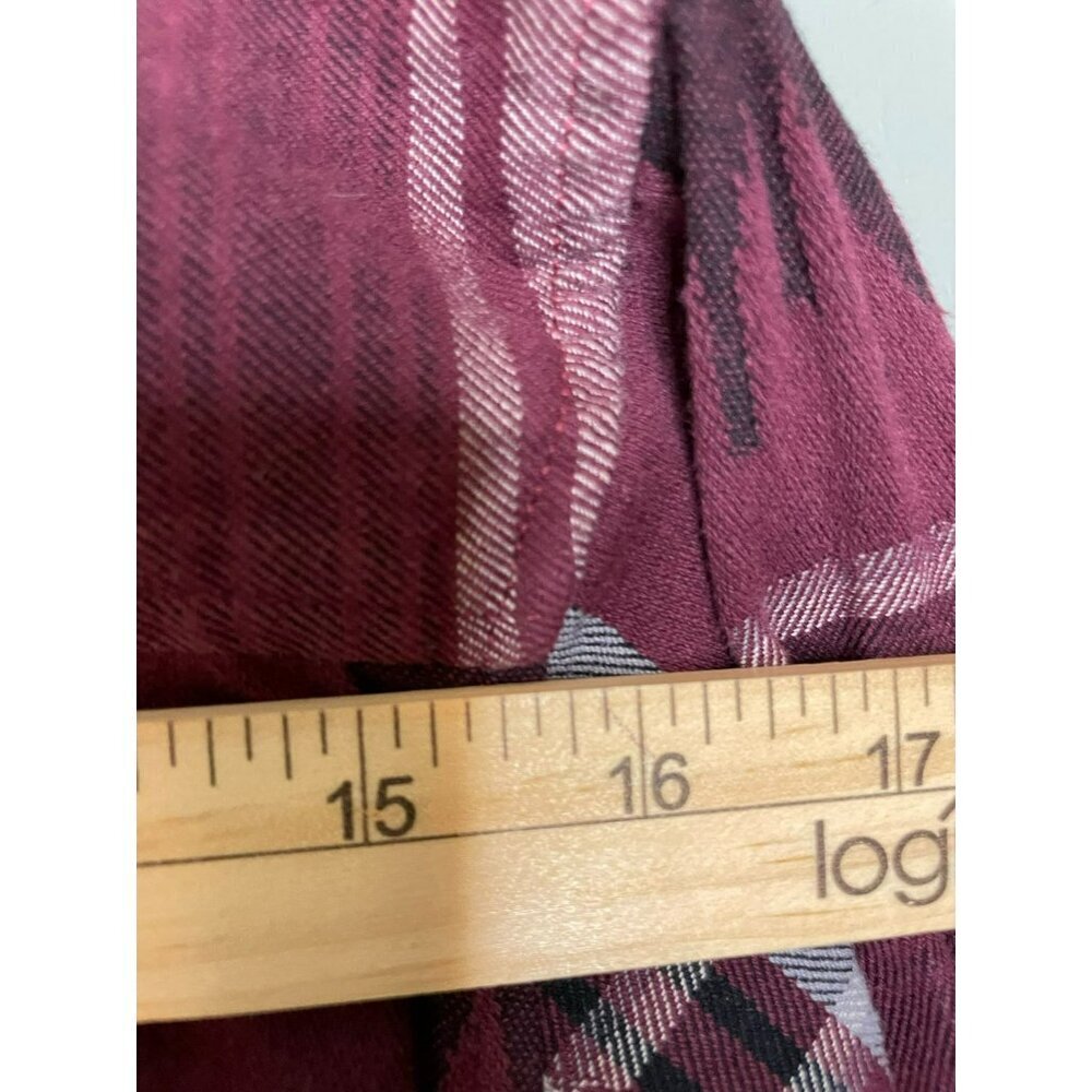On the Byas Men's Medium Plaid Western Maroon LS Button Down Collared Shirt - Picture 7 of 8